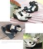ArchContact Celebre Wedge Elastic Made in Size Size L Women's Sandals, 7.5cm Heel, Strap, Japan, 92308, Black,