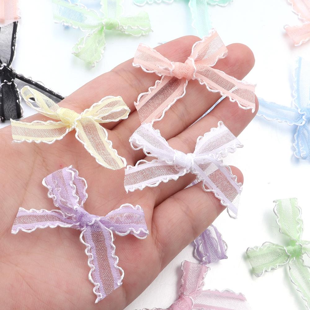 20pcs 3.5x4cm Gauze Satin Ribbon Bows Colorful Small Size Bowknots For DIY Wedding Party Headwear Gifts Packaging Decoration