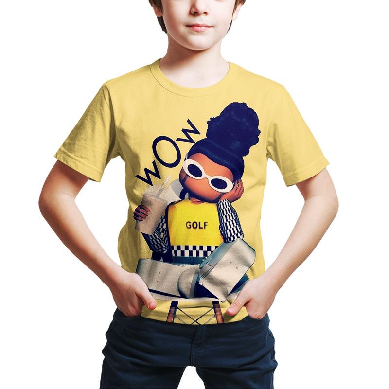 Kids T Shirts Cartoon  3D Digital Printing Cute Bo'y's and Girl's Children's Clothing Trend Breathable Crew Neck T-shirt Boy's T-shirt Urban