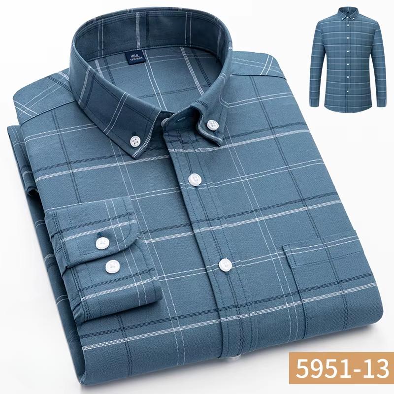 100% Baumwolle Oxford Langarmhemden für Herren Langarm Slim Fit Formell Unifarben Hemd Freizeit Elegant Karierte Oberteile Schwarze Kleidung