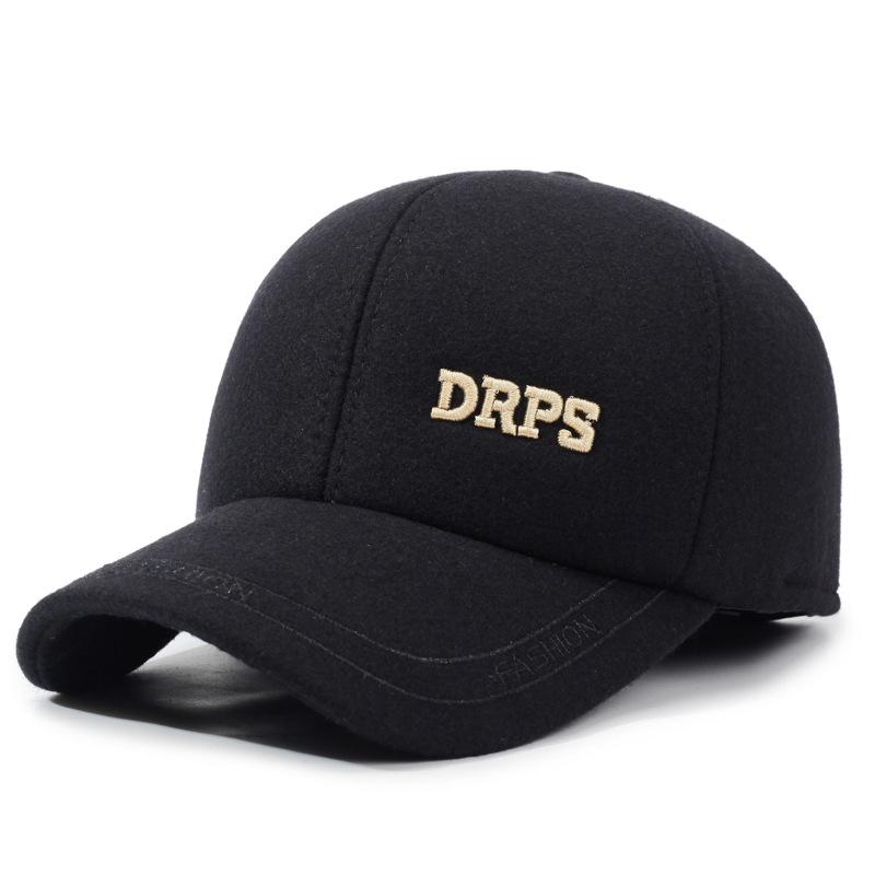 Large Cotton Peaked Cap Thickenedmen Cold-proof Peaked Cap Middle-aged and Elderly Woolen Heattech Back-sealed Ear Protection Cotton Cap