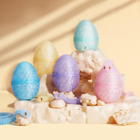 3D Printed Snake Egg Figurine Movable Joints Snake Eggshell Figure Fidget Toy