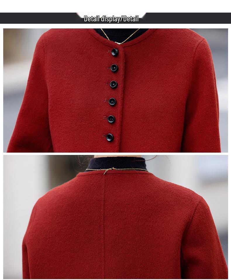 2024 Women's Petite Single-Breasted Slim Wool Coat in Solid Colors - Trendy Short Design for Winter