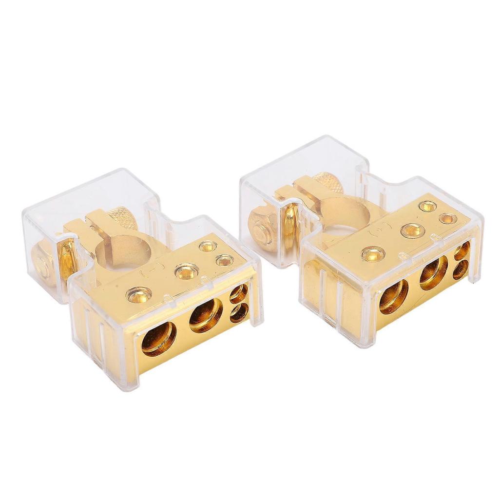 Pair Car Battery Terminal Connector Top Post Negative Positive Zinc Alloy Oxidation ResistantGold