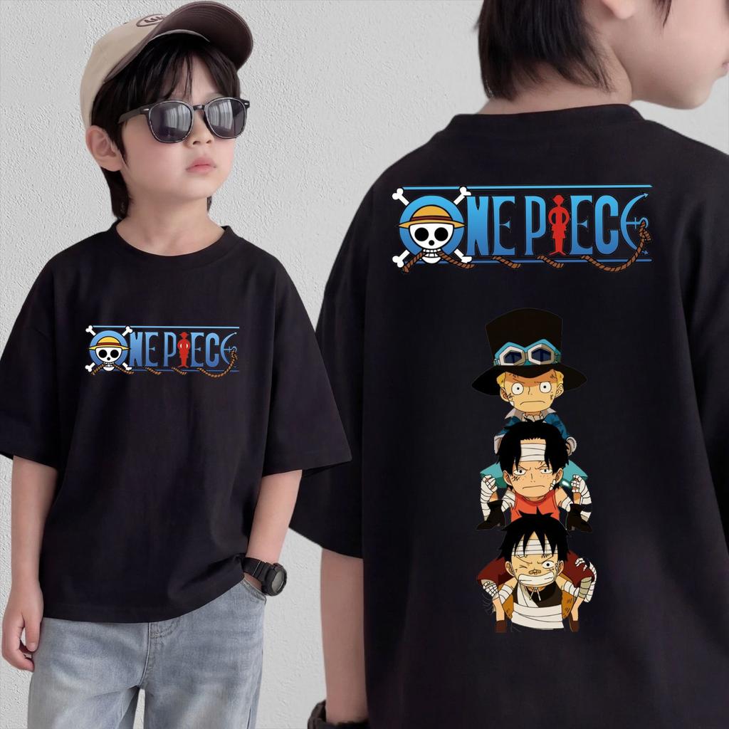Anime One Piece Cosplay TShirt Cotton Short Sleeve Tops Casual Loose Retro TShirt Men Women Kids Family Matching Outfits