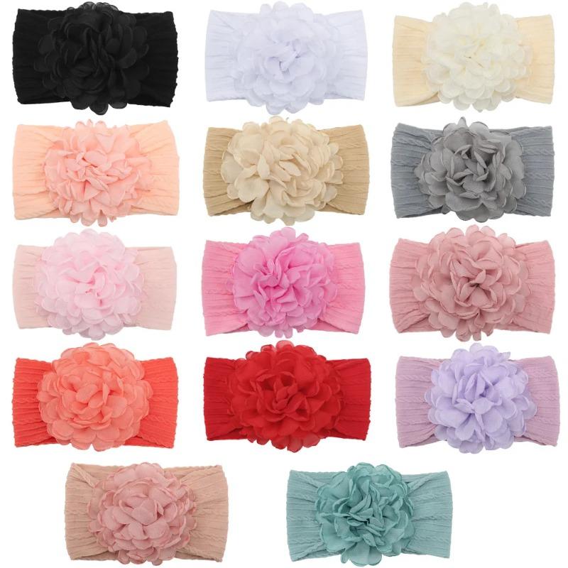 Chiffon Flower Nylon Baby Headbands Children's Hair Bands Infant Soft High Elastic Headdress Solid Boys Girls Hair Accessories
