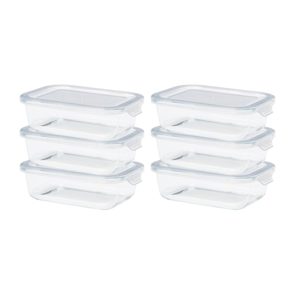 CB Japan Glass Storage Medium Set of Ideal for meal and hot water Heat-Resistant Containers, Size, 640ml, 6. prepping, freezing, microwave,