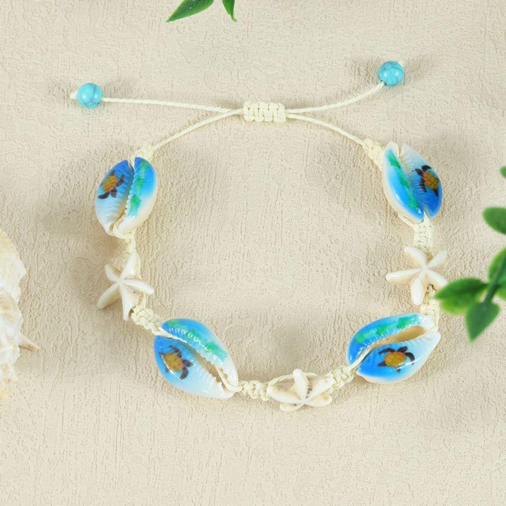 Sea Series Starfish Beaded Bracelet Jewelry Shell Beaded Handstring Turtle Woven Bracelet  Couple