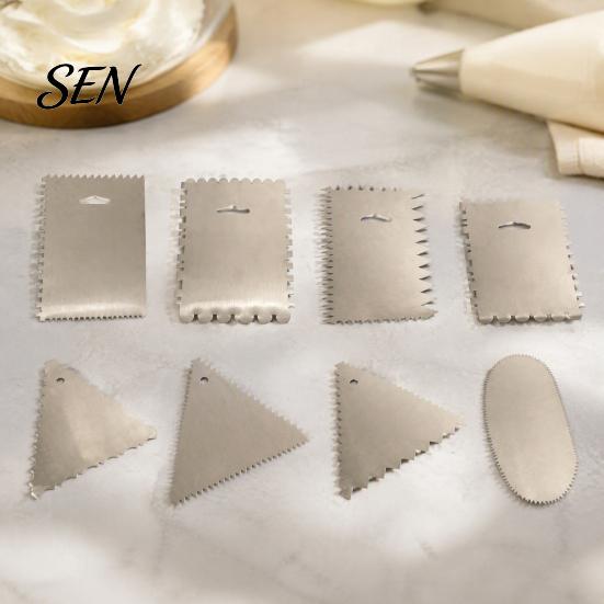 Dough Divider for Bread Stainless Steel Cake Scraper with Multi-faceted Sawtooth, Rectangle/Pentagon/Triangle/Semi-circle Shape Cream Icing Smoothing