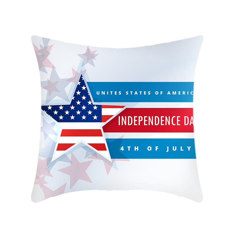 Independence Day Throw Pillow Cover Blue Theme Plush Print Sofa Bed Car Cushion Cover Without Core