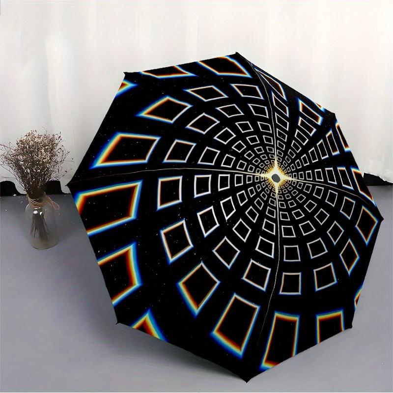 1pc Geometric Pattern Automatic Folding Umbrella, Portable & Foldable Design with 8 Ribs, Casual Outdoor Accessory yy250729048