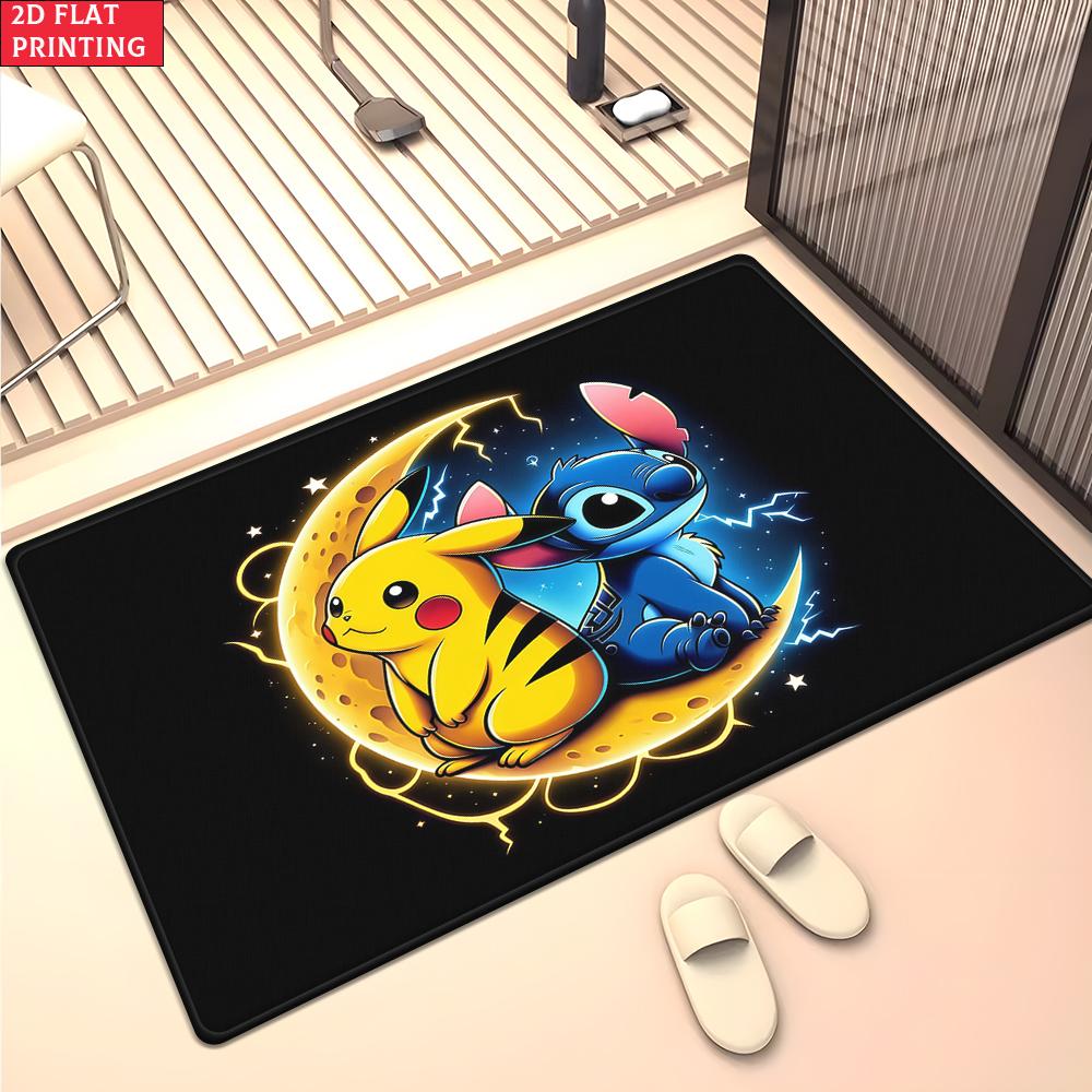 Anime Style Moon & Psychic Fox Area Rug Non Slip Soft Floor Mat For Gaming Room Living Room Bedroom Decor Washable Carpet
