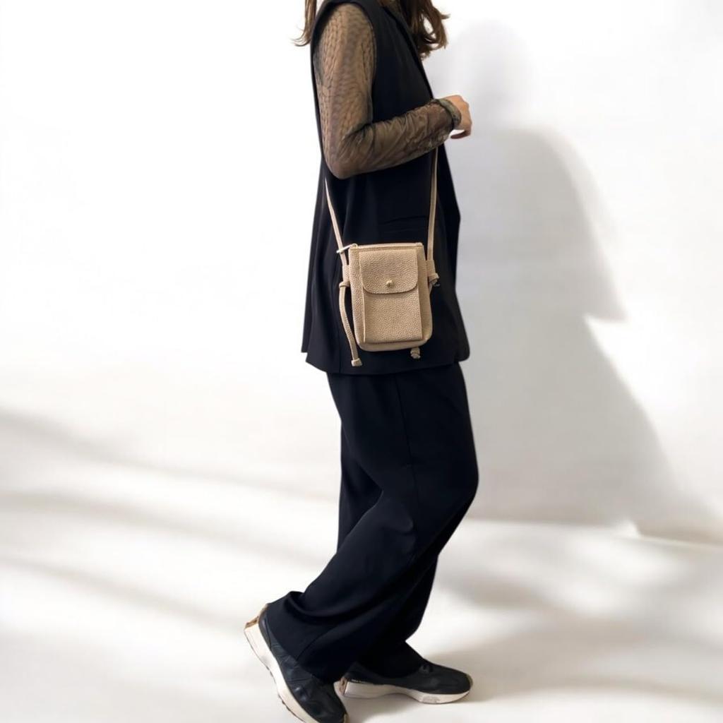 [mauve] Women's Lightweight, Stylish, Compact Smartphone Shoulder Bag with Front Flap Pocket and Zipper, Perfect for Travel and Outings (Camel)