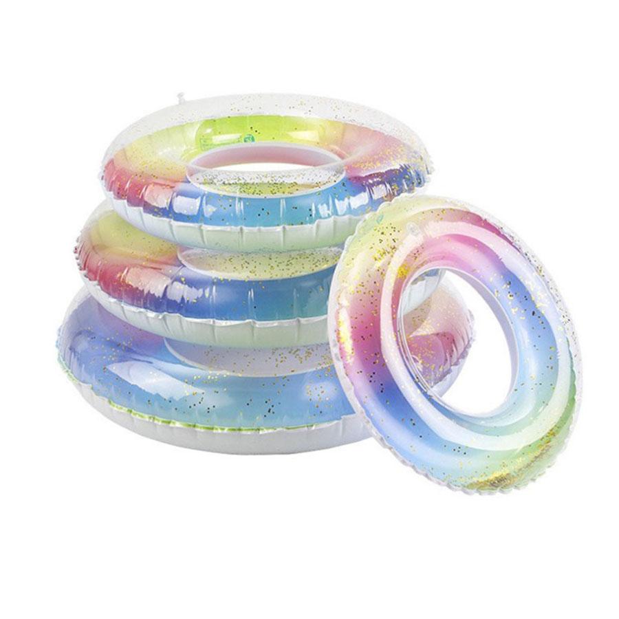1 peça de círculo de natação inflável colorido de PVC espessado para crianças e adultos, círculo flutuante para piscina, brinquedos de praia de verão