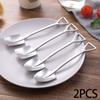 2Pcs/Bag Creative Shovel Shape Stainless Steel Coffee Spoon Tea Spoon Watermelon Spoon Ice Cream Scoop Cutlery Kitchen Accessory