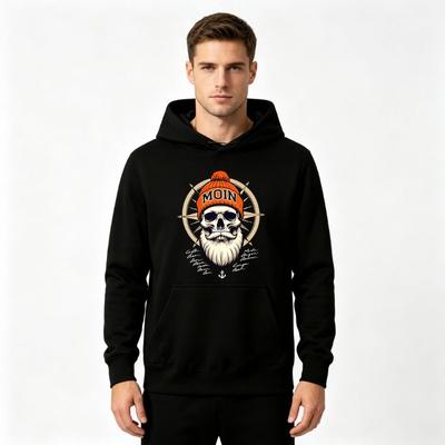 Men's Hoodie Retro Sailor Skull MOIN Knit Cap Beard Compass Anchor Print Casual Long Sleeve Pullover Hooded Sweatshirt For Men Daily Streetwear Top