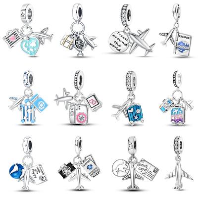 Fashion Copper Travel Aircraft Series Charms Beads Fit Original Bracelets Diy Anniversary Jewelry For Women