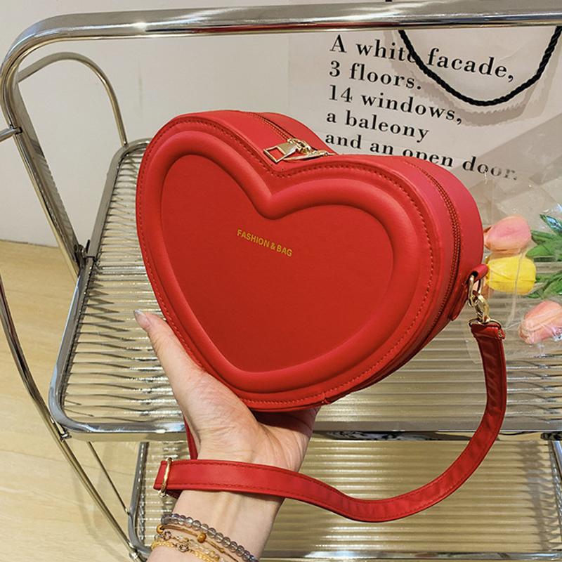 Heart Shape Crossbody Bags For Women Solid Pu Leather Shoulder Bags Fashi Handbags