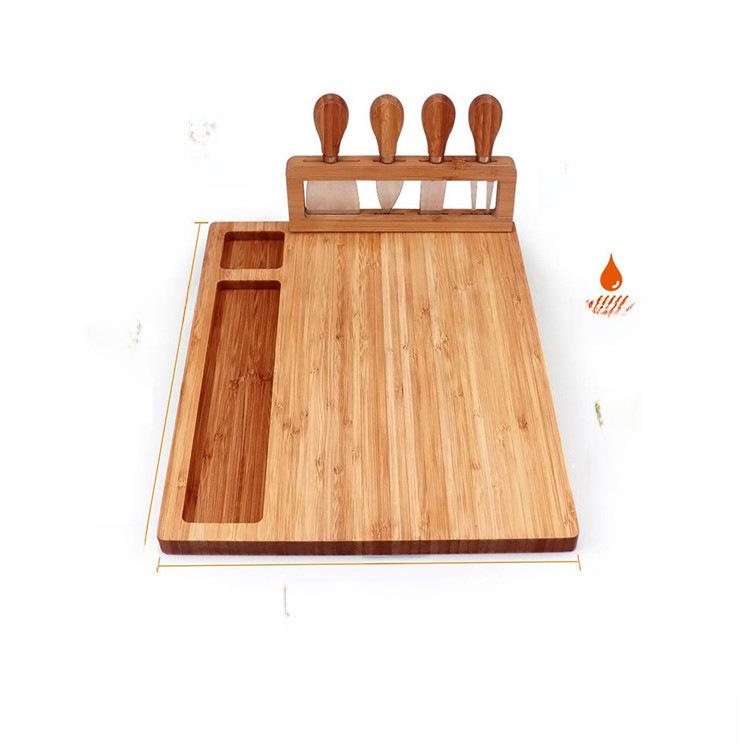 Bambus Ost- og Frukt Skjærebrettsett med Multifunksjonelt Brødbrett