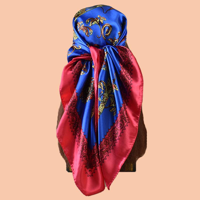 

1PC Women s Summer Beach Accessory Fashion Satin Square Scarf 90*90inch Multi-use Headscarf Party Use Versatile Hair Towel 8Y