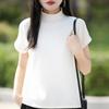 New Spring and Autumn Knitted Sweaters, Pullover Sweaters, Women's Short-sleeved Semi-high-neck Base Sweaters