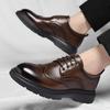 Fashion New Designer Brock Carved Hollowed Business British Men's Leather Shoes Fashion Casual Solid Color Platform Dress Shoes Man