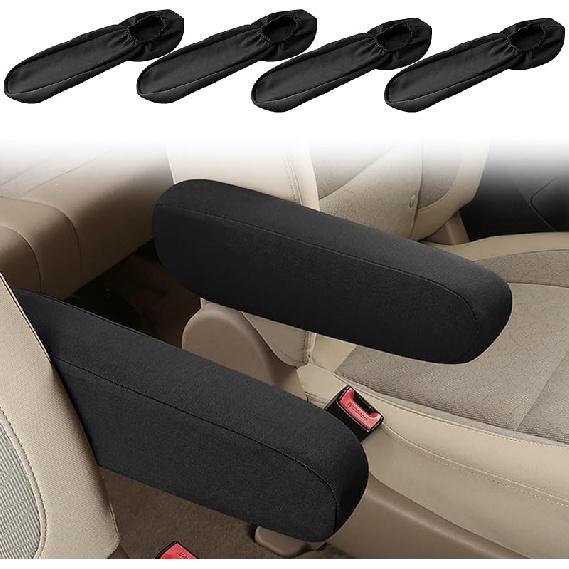 2PC Car Front Seat Armrest Covers,Universal Size Seat Arm Rest Cover,Flat Cloth Fabric Armrest Cover,Car Interior Accessories(Black,1Pair)