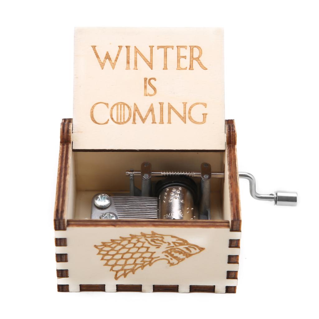 1Pc Wooden Carved Hand Crank Music Box Mechanical Classic Craft Birthday Gift