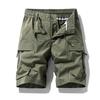 Men Quick Dry Cargo Shorts Elastic Drawstring Waist Multi Zipper Pockets Knee Length Casual Work Shorts Outdoor Hiking Short Pants