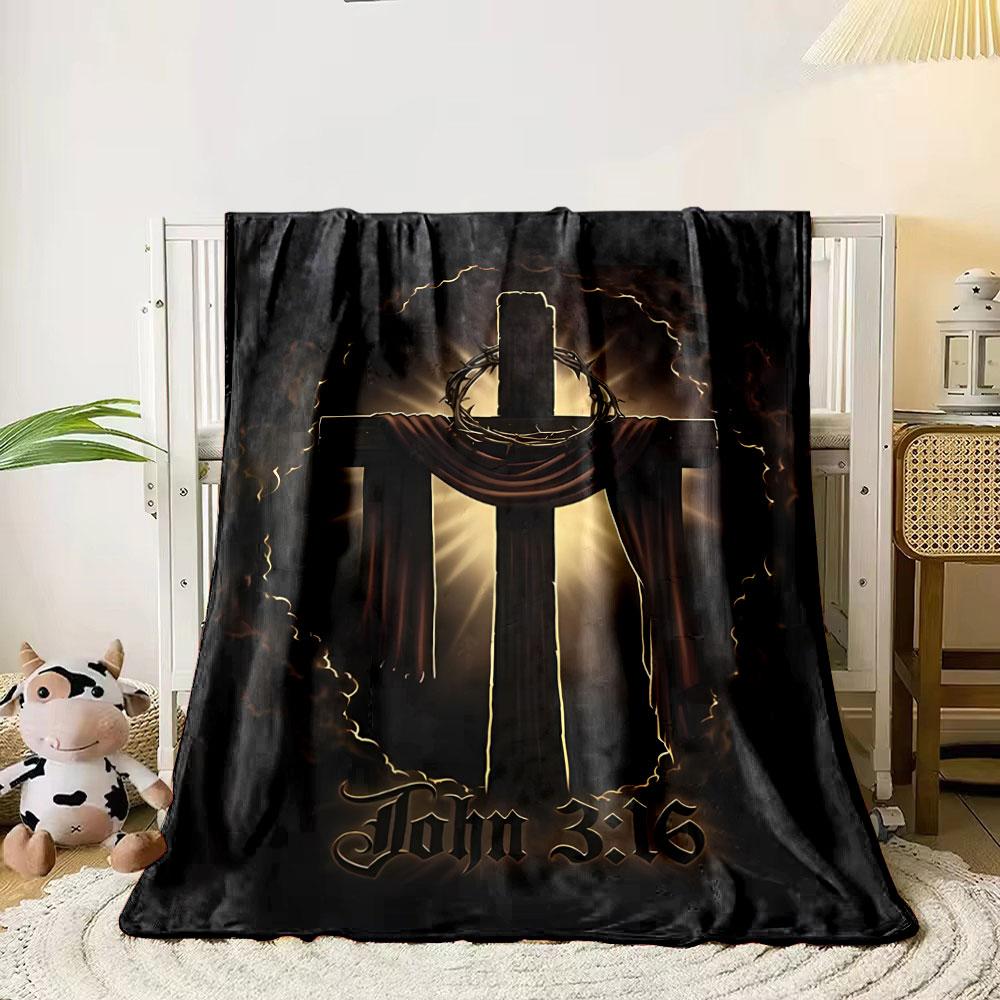 Holzkreuz Decke  Bedruckte Decke für Wohnzimmer Bett Sofa Mittagspause Weiche Gemütliche Decke für Freund's Festival Geschenk