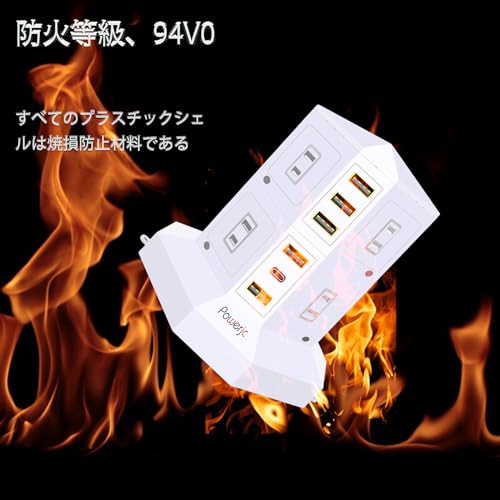 JIACHAN Tower-Style Power Strip with 2 Vertical Outlets, 8 AC, Smart USB, PD, and Type-C Charging, Lightning Guard, Overload Protection, Energy-Saving