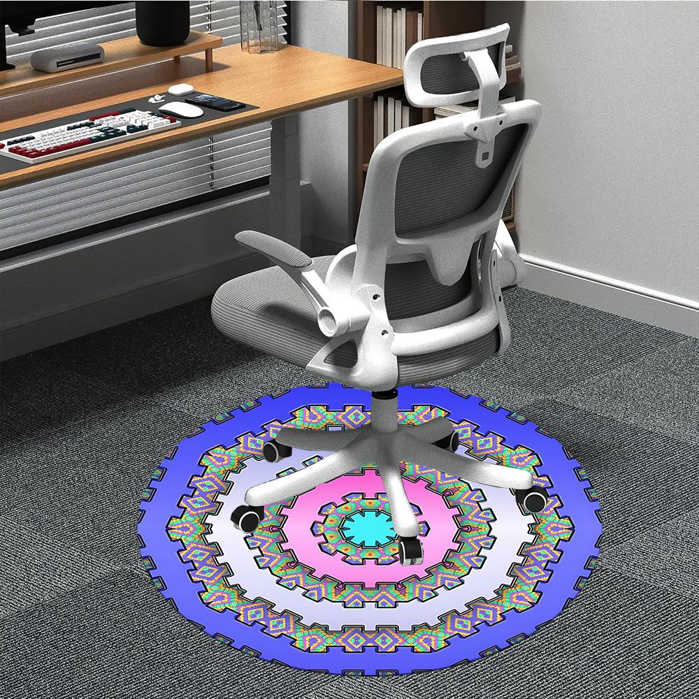 

1pc Kaleidoscope Patterns Chair Carpet for Office Non Slip, Machine Washable Rug for Office, Room Holiday Decor for Christmas, Birthday Polyester 80cm