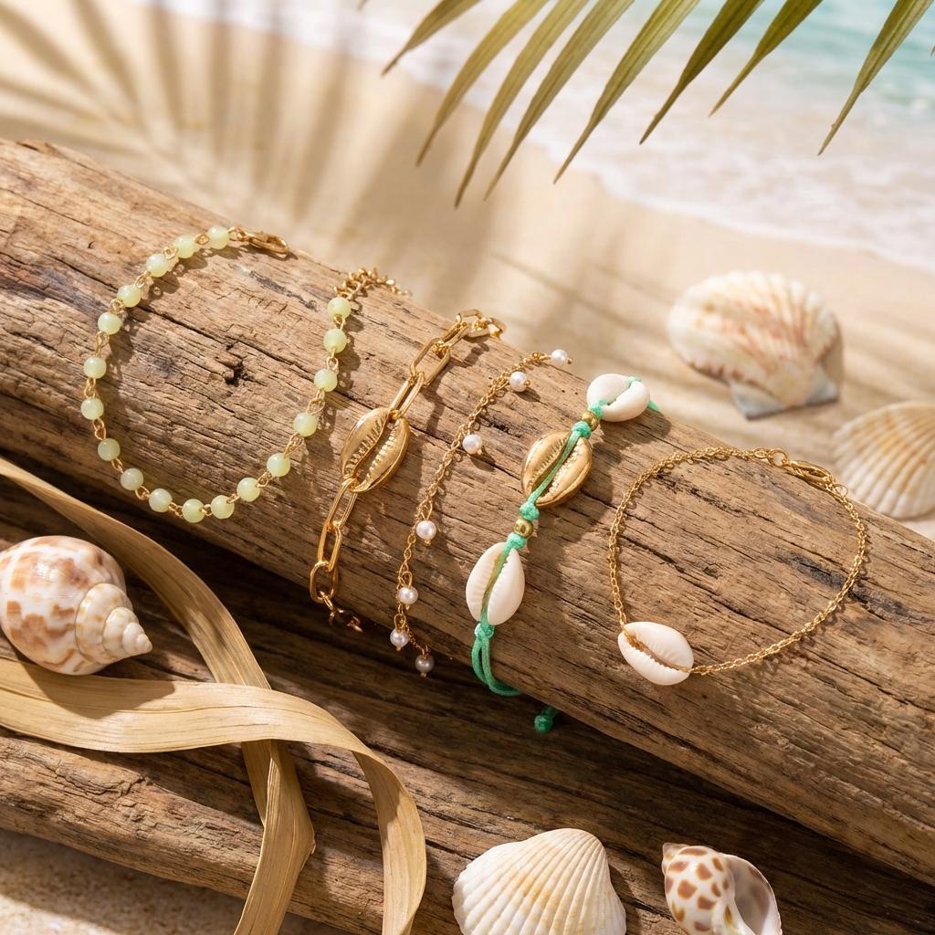 5Pcs/Set Boho Shell Beaded Bracelets for Women Stackable Imitation Pearl Woven Chain Summer Beach Vacation Jewelry Gift