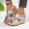 2025 Fashion Ladies Shoes Open Toe Women's Sandals Summer Casual Plus Size Buckle Strap Comfortable Wedge Sandals