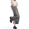 Women's Denim Cargo Skirt with Pocket High Waist Slit Retro Midi Skirt Y2K Clothing Casual Fashion All-match Spring Summer