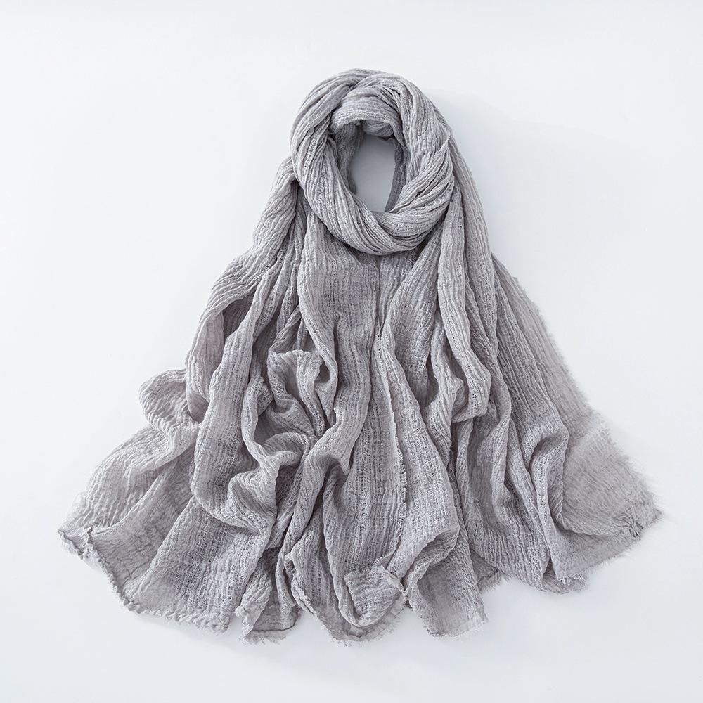 New Cotton Linen Gauze Scarf For Women Girls Spring Autumn Solid Scarves Soft Pashmina Foulard Simple Retro Beard Wrap Shawls