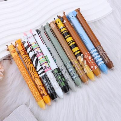 2 Buc. Pixuri Neutre Multifuncționale Ștergibile Design Animal Pix cu Gel cu Uscare Rapidă Pixuri cu Cerneală în Două Culori Instrument de Scris Rechizite Școlare