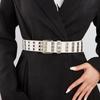 Double Row Retro Belt Iron Buckle Hollow Pattern Stylish Jeans Streetwear Looks