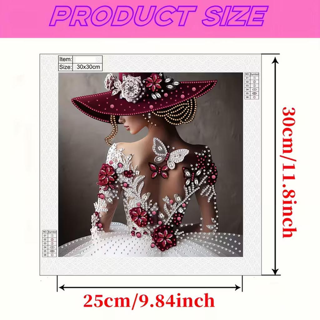Back View Special Shaped 5D DIY Partial Drill Diamond Dots Paintings for Adults Gift Home Wall Decor Crystal Diamond Art 30x30cm