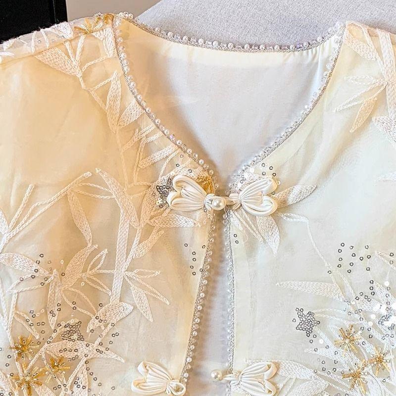 Retro embroidery 2025 vest summer vest new Chinese sleeveless vest top thin stacked wear