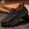 Fashion Genuine Leather Mens Loafers Anti-slip Rubber Man Casual Shoes Vintage Style Walk Shoes Slip-On Hiking Footwear Luxury Moccasins