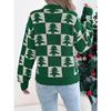 QICED Autumn and Winter Christmas Tree Checkered Lantern Long-sleeved Pullover Sweater Women's Clothing