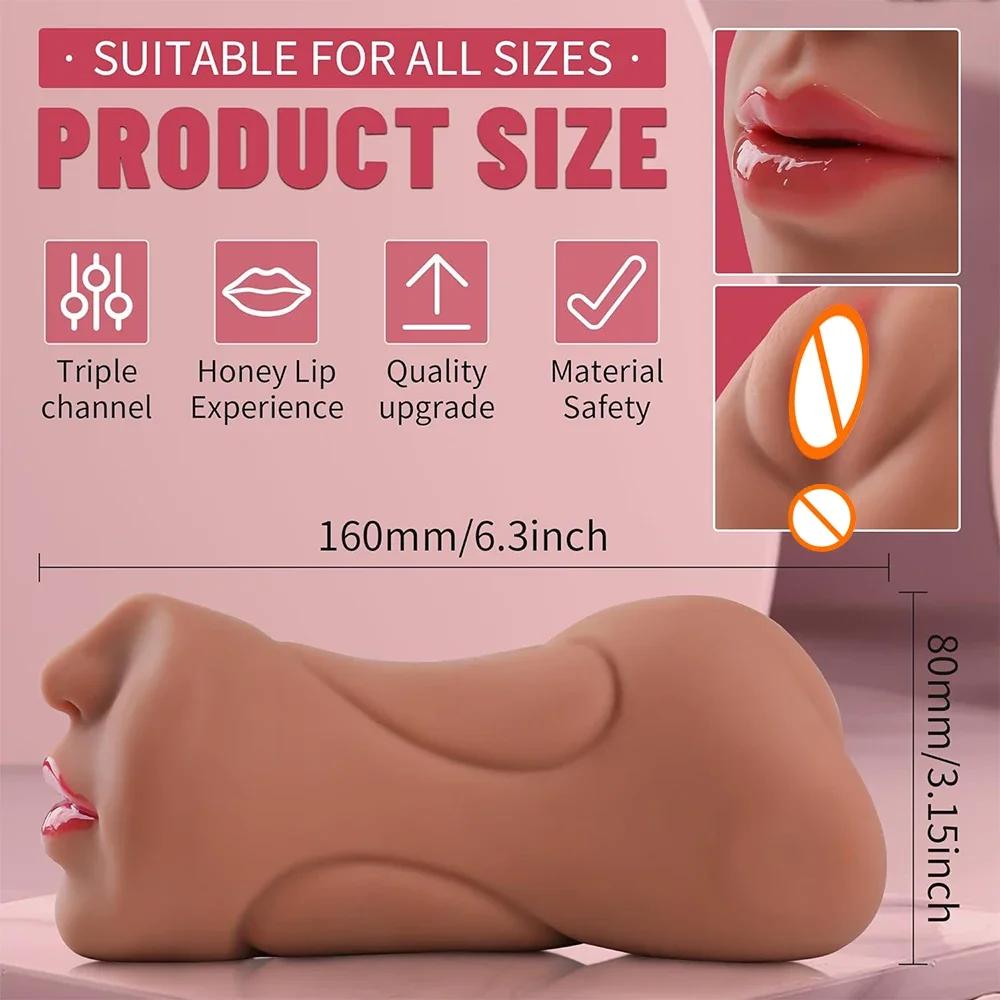 2-in-1Teeth Oral Vaginal Anal Insertion Male Prostate Orgasm Cup Deep Throat Silicone Vibrator Action Masturbation Adult Sex Toy