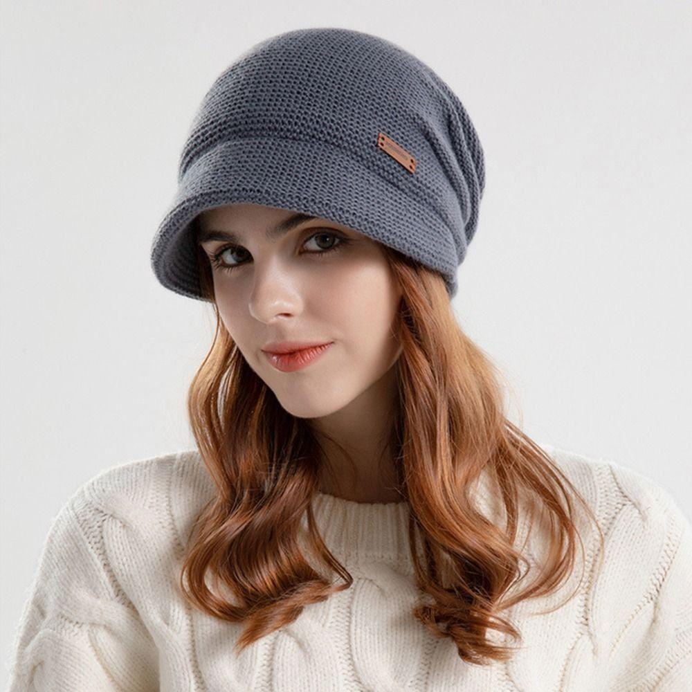 Short Brim Beanies Fleece Lined Ear Protection Fashion Knitted Hat  Autumn Winter