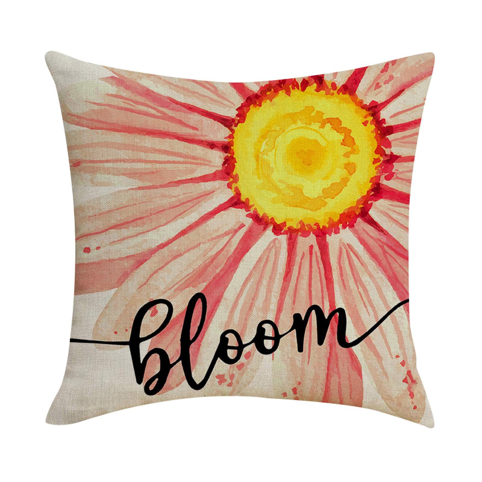

Linen Pillow Cover 45x45cm Alphabet Floral Print Decorative Cushion Case Square Throw Pillow Slipcover for Home Sofa Bedroom Living Room One Size