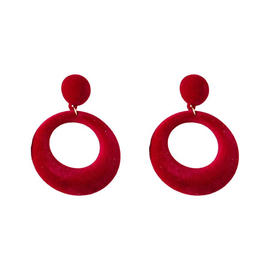 Silver needle flocking round hollow pendant earrings fashionable and simple versatile stud earrings niche high-end earrings women