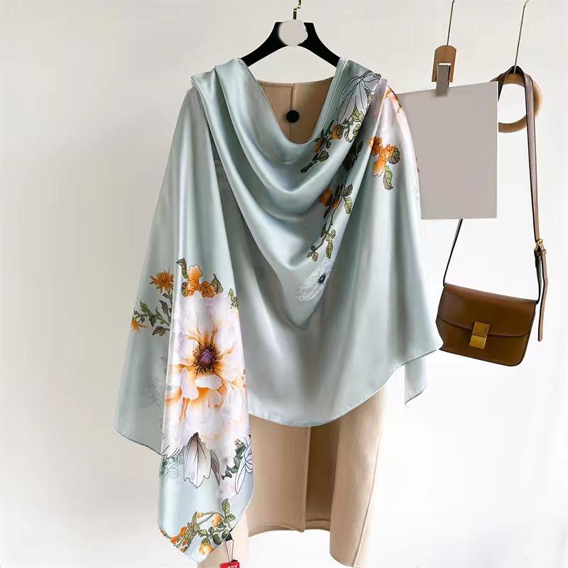 New silk scarf female fashion thin section temperament sunscreen sarong beach towel scarf scarf sarong