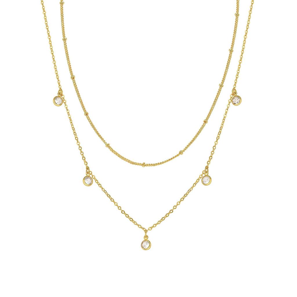 Elegant 18K Gold & Stainless Steel Water Drop Necklace