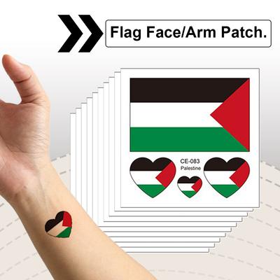 200-10pcs Water Transfer Sticker Vibrant Colors Palestine Flag Sticker Tattoo Stickers Palestine Face Arm Stickers