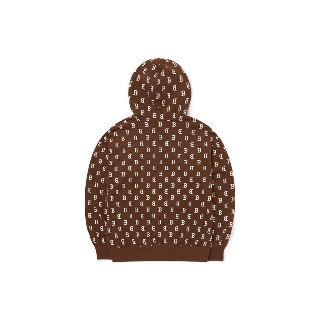 MLB Basic Logo Boston Red Sox All Over Print Drawstring Hoodie Unisex Hoodies Brown 3AHDM0224-43BRD